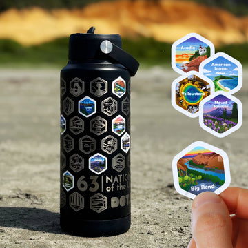 63 National Parks Engraved Thermo Bottle + Stickers