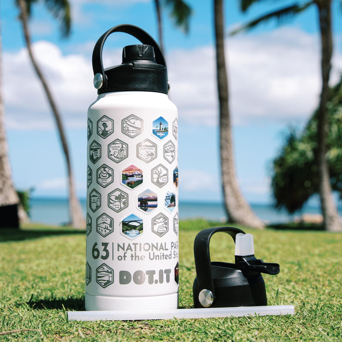 63 National Parks Engraved Water Bottle Set – 2 Pack 32 oz + Stickers | Choose Your Colors - DOT.IT