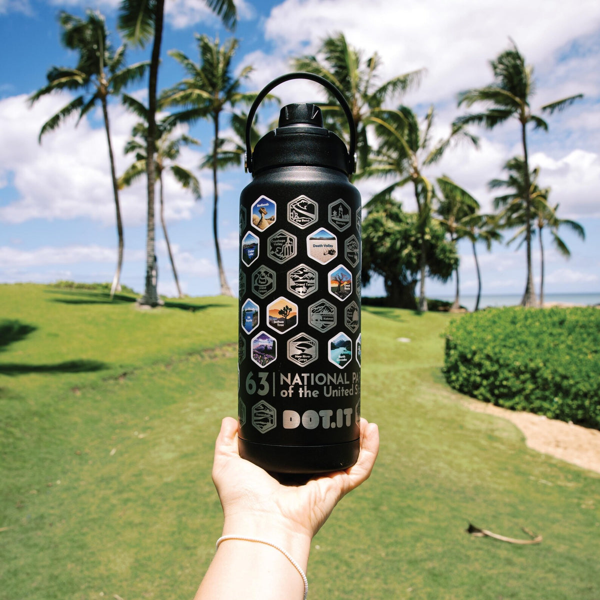 63 National Parks Engraved Water Bottle Set – 2 Pack 32 oz + Stickers | Choose Your Colors - DOT.IT