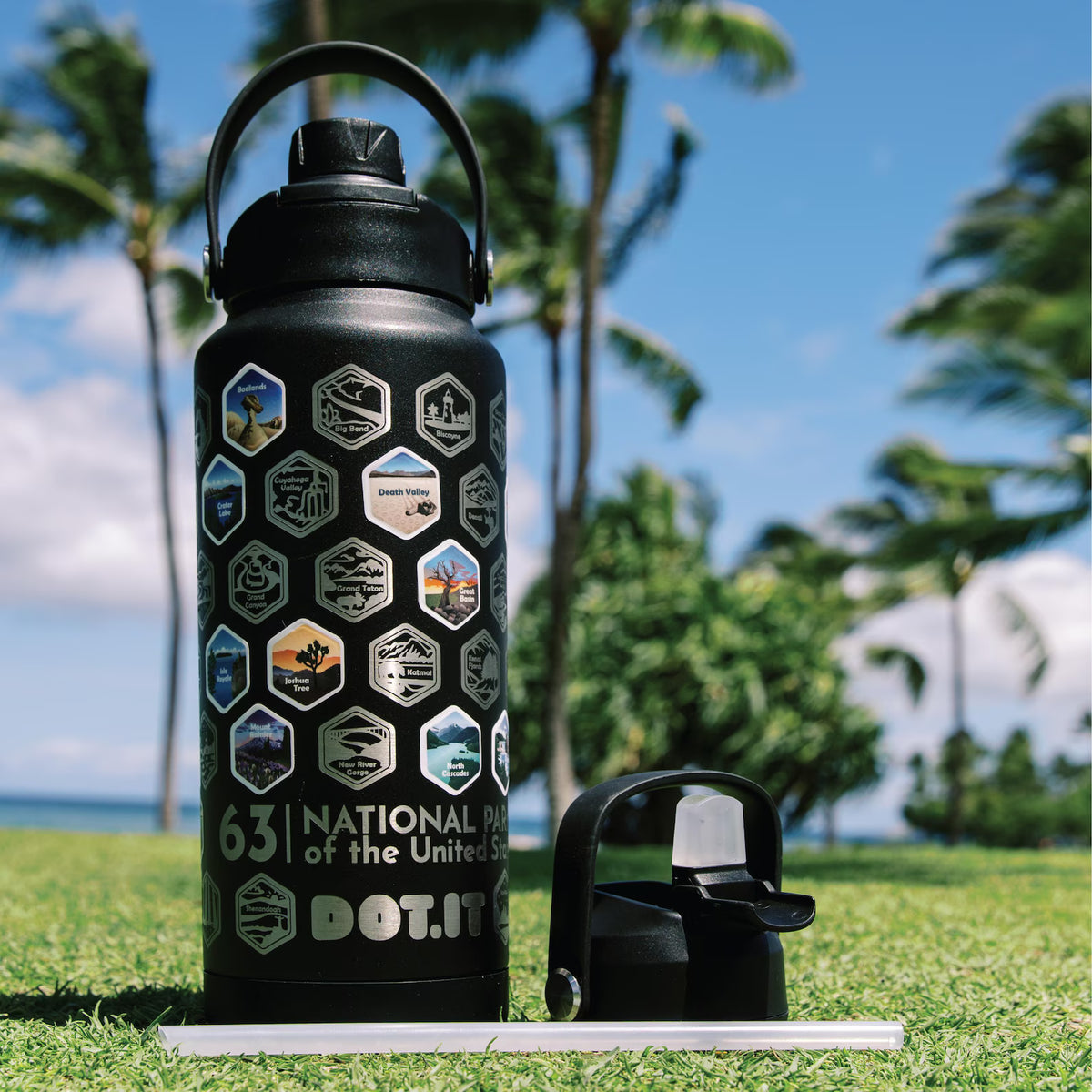 63 National Parks Engraved Water Bottle Set – 2 Pack 32 oz + Stickers | Choose Your Colors - DOT.IT