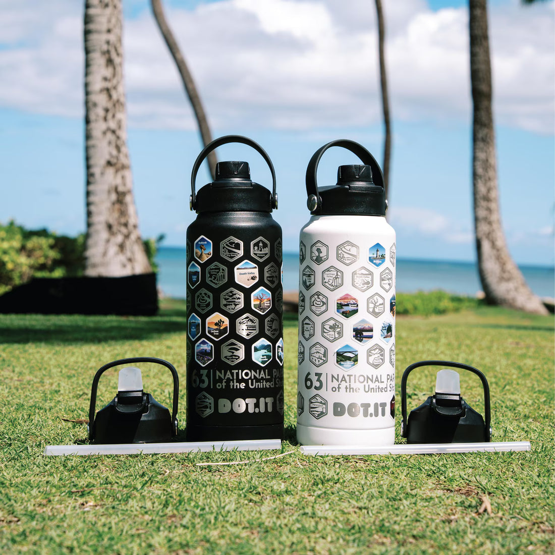 63 National Parks Engraved Water Bottle Set – 2 Pack 32 oz + Stickers | Choose Your Colors - DOT.IT