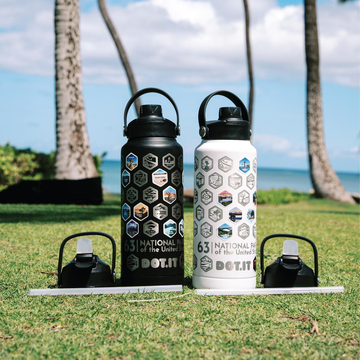 63 National Parks Engraved Water Bottle Set – 2 Pack 32 oz + Stickers | Choose Your Colors - DOT.IT
