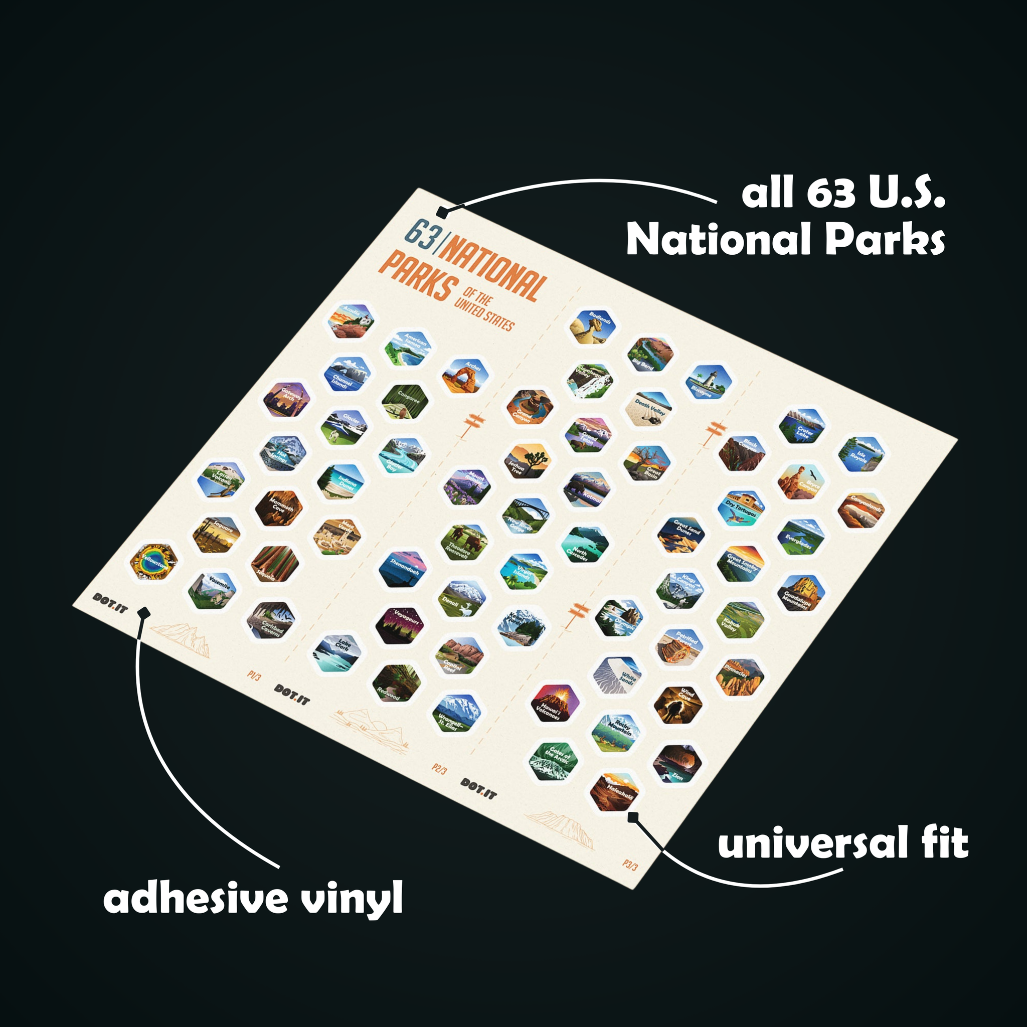 63 National Parks Engraved Thermo Bottle + Stickers - DOT.IT