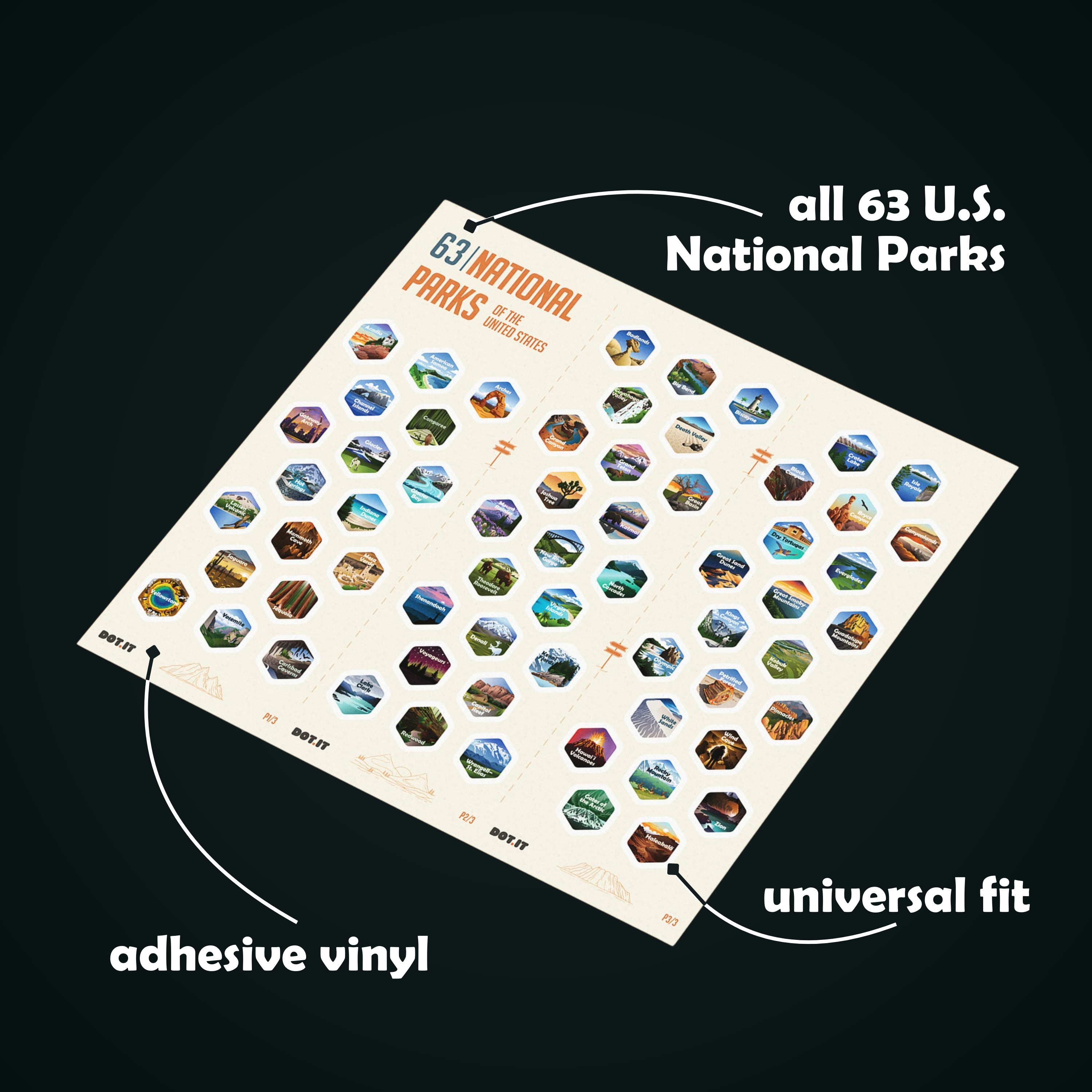 63 National Parks Engraved Thermo Bottle + Stickers